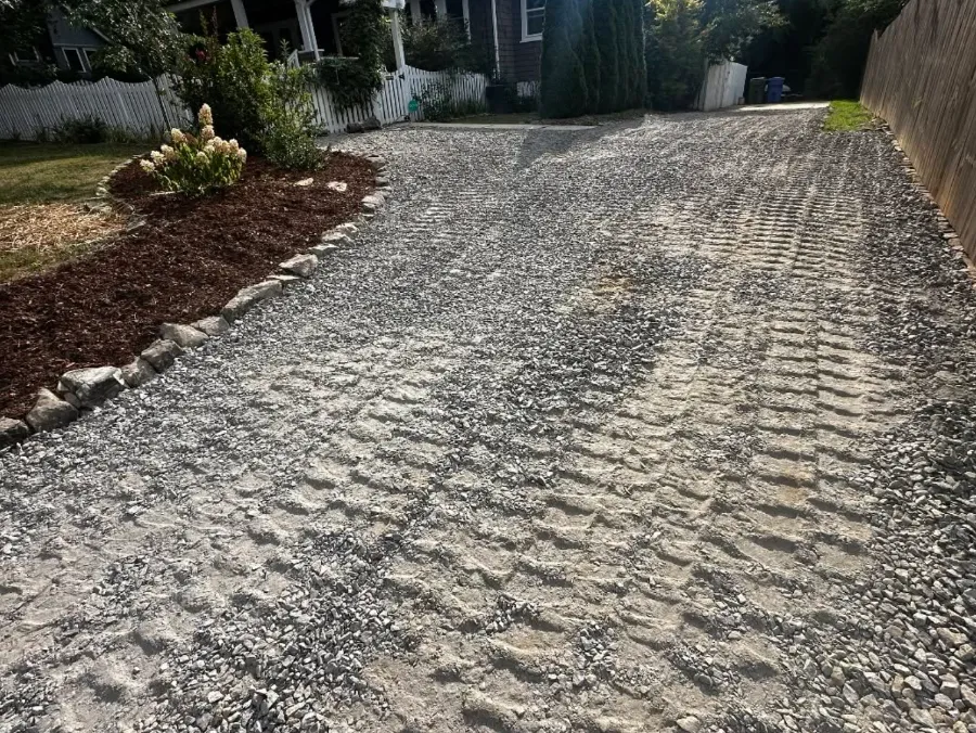 Gravel drive graded and crowned