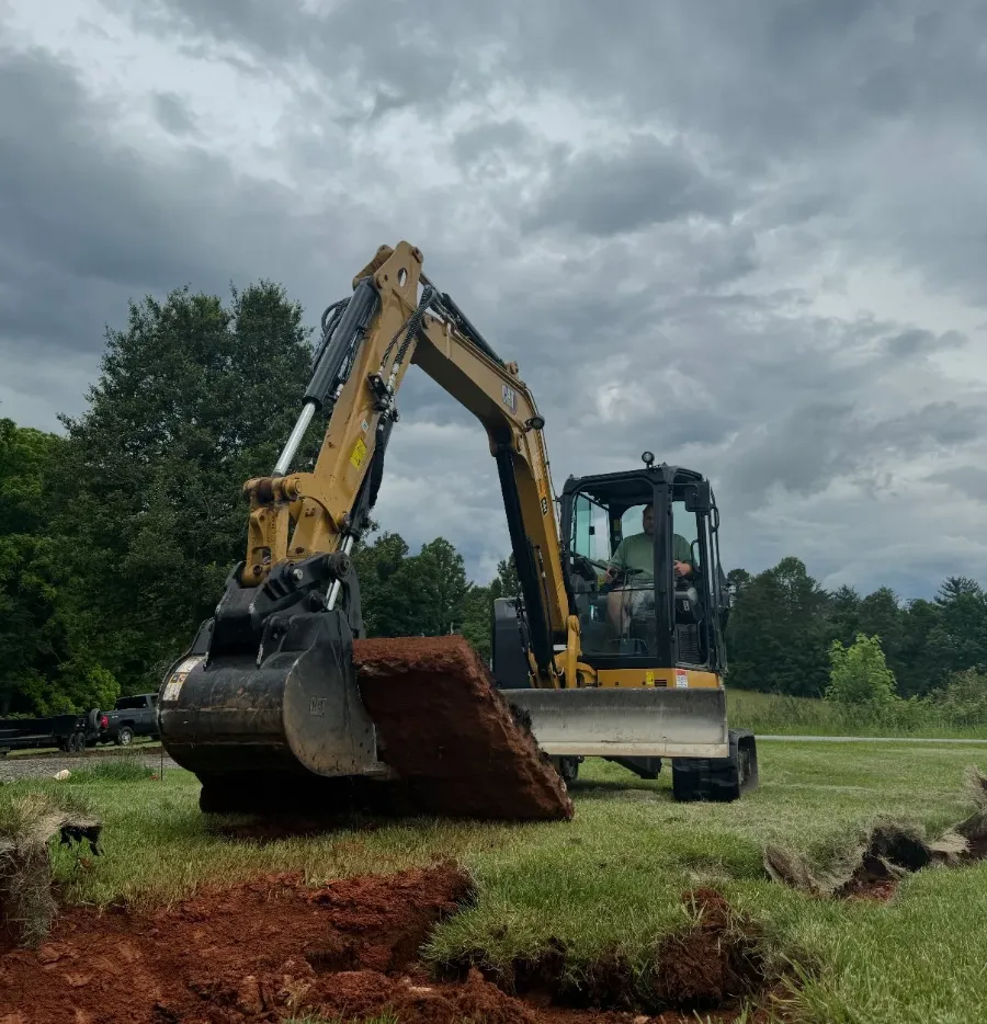 Excavator on a residential lot