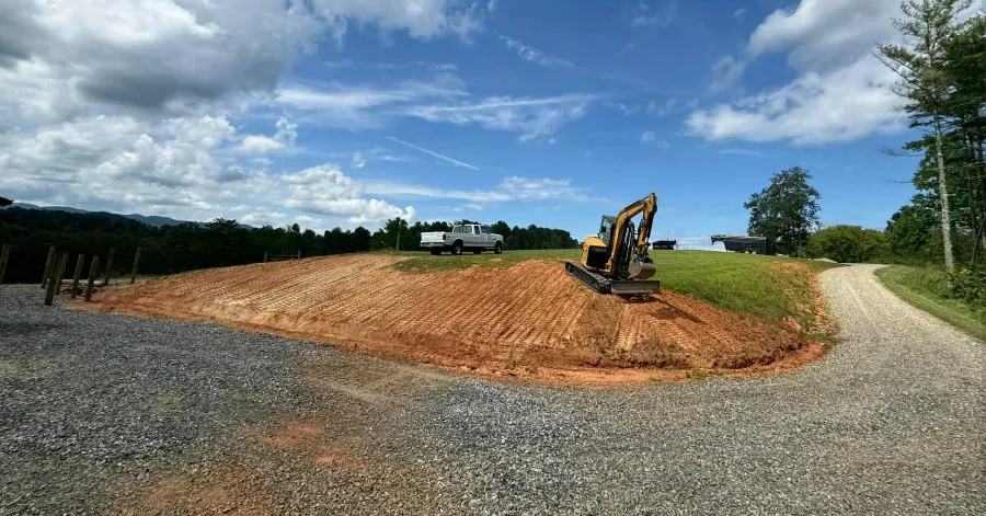 Fill pad being built in an open field