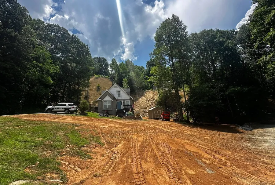 Graded lot in front of a home