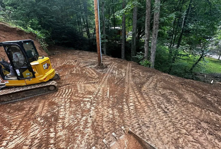 Graded yard with fresh track marks